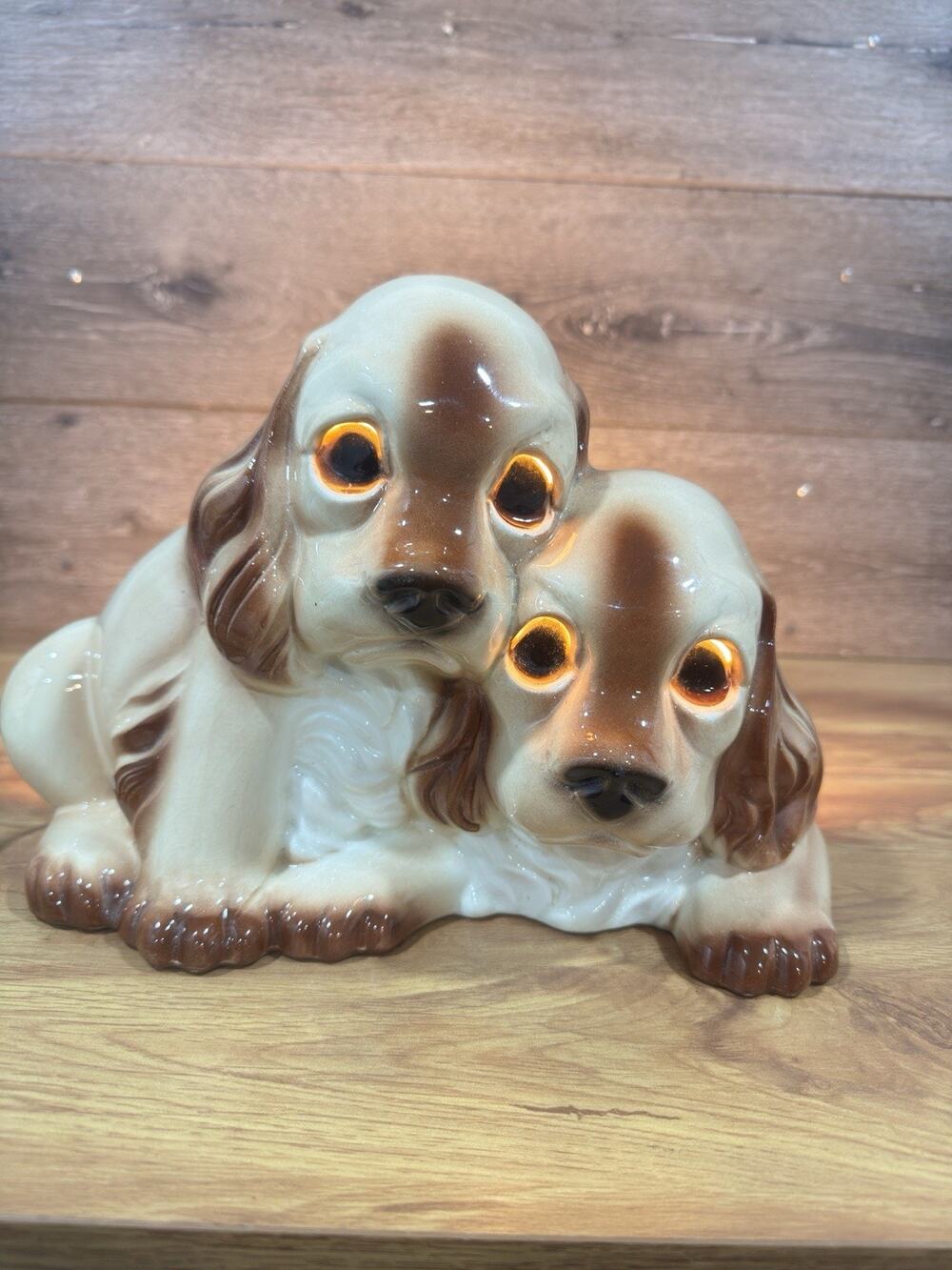 Vintage Claes Ceramic Cocker Spaniel Dog TV Lamp Night Light Figurine MCM Retro